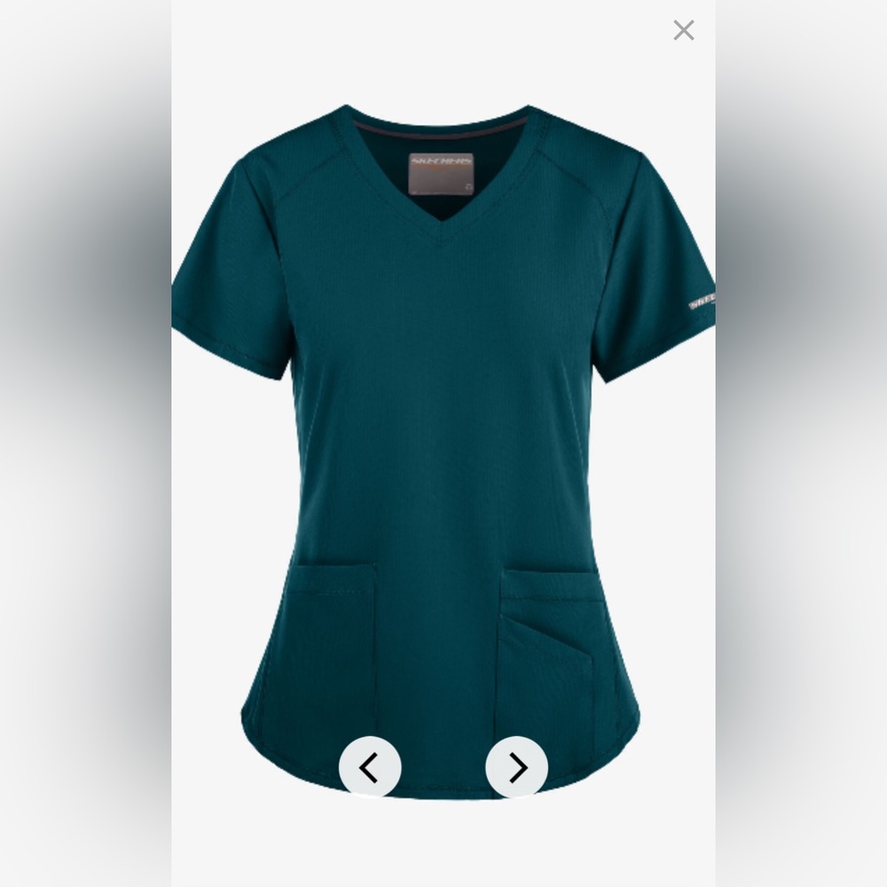 Skechers by Barco Breeze Women's 3-Pocket STRETCH V-Neck Scrub Top, Bahama Blue